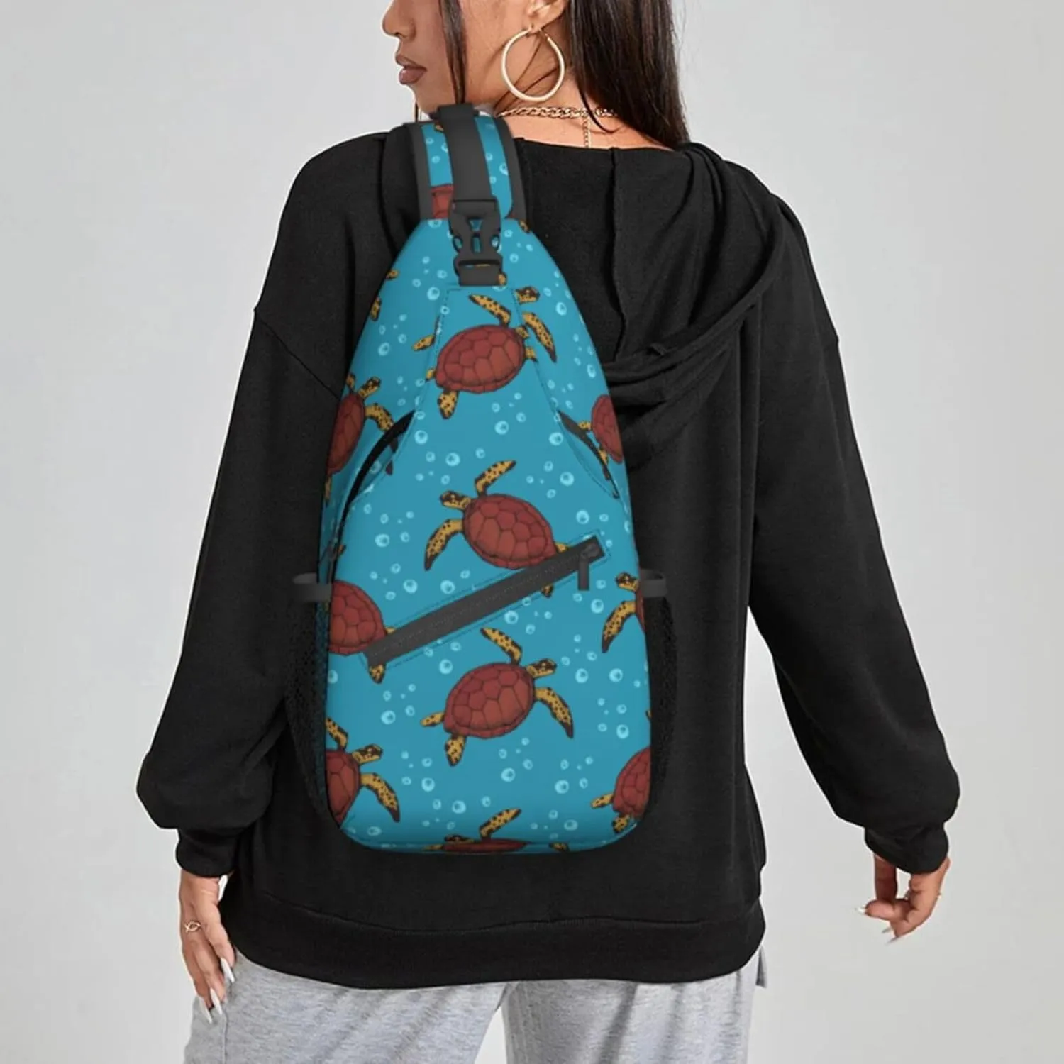 Brown Sea Turtle Sling Bag For Women Crossbody Shoulder Bag Casual Daypack Backpacks Men Chest Bag Gym Cycling Travel Hiking