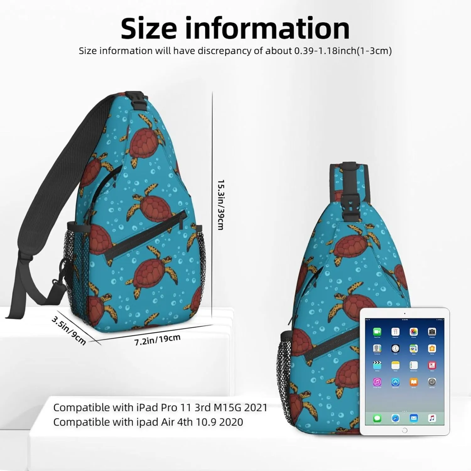 Brown Sea Turtle Sling Bag For Women Crossbody Shoulder Bag Casual Daypack Backpacks Men Chest Bag Gym Cycling Travel Hiking