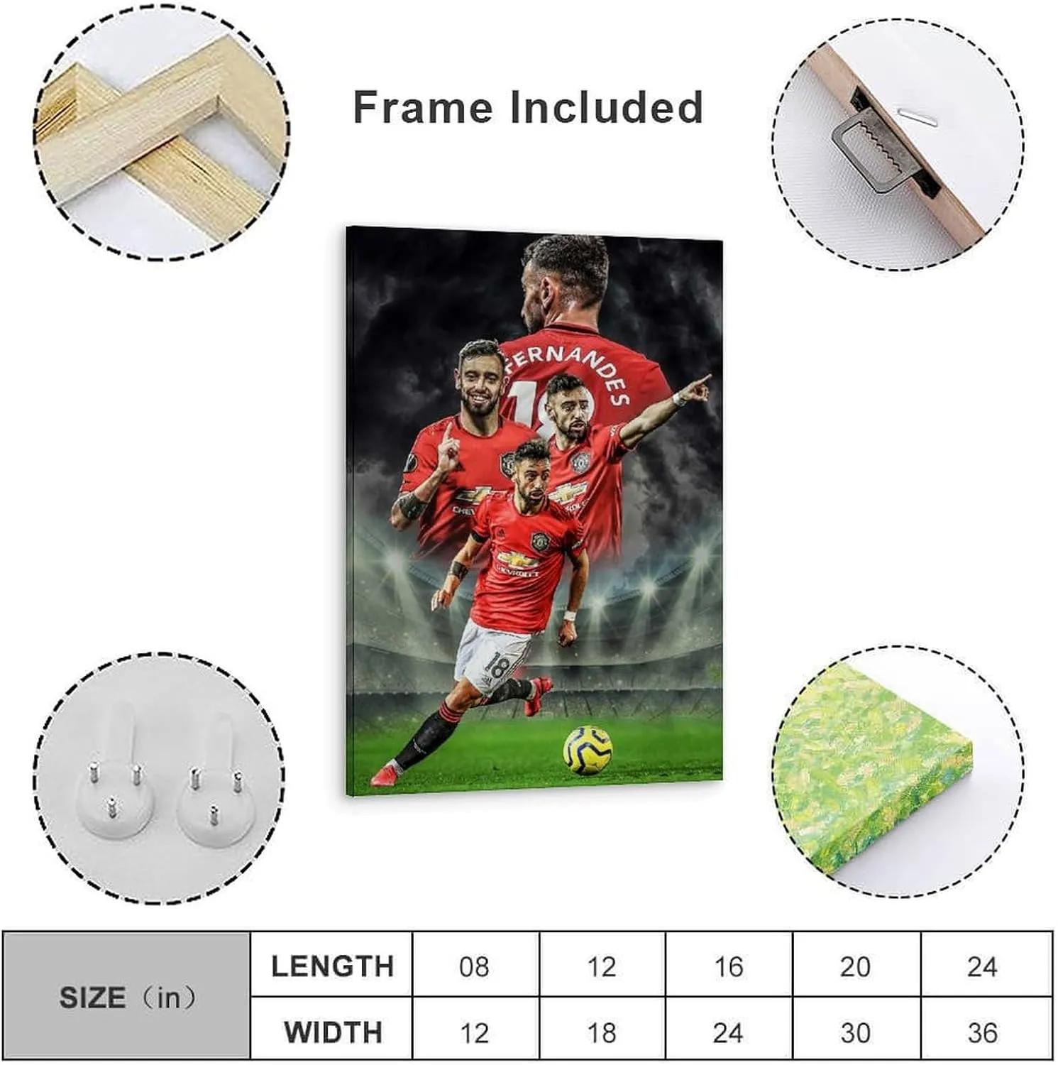 Bruno Fernandes Footballer Poster Wall Art Painting Canvas Gift Living Room Prints Bedroom Decor Artworks 12x18inch(30x45cm)