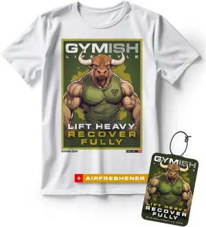 Bull Recover Fully Gym Workout T-Shirt for Men with Air Freshener Gift Set