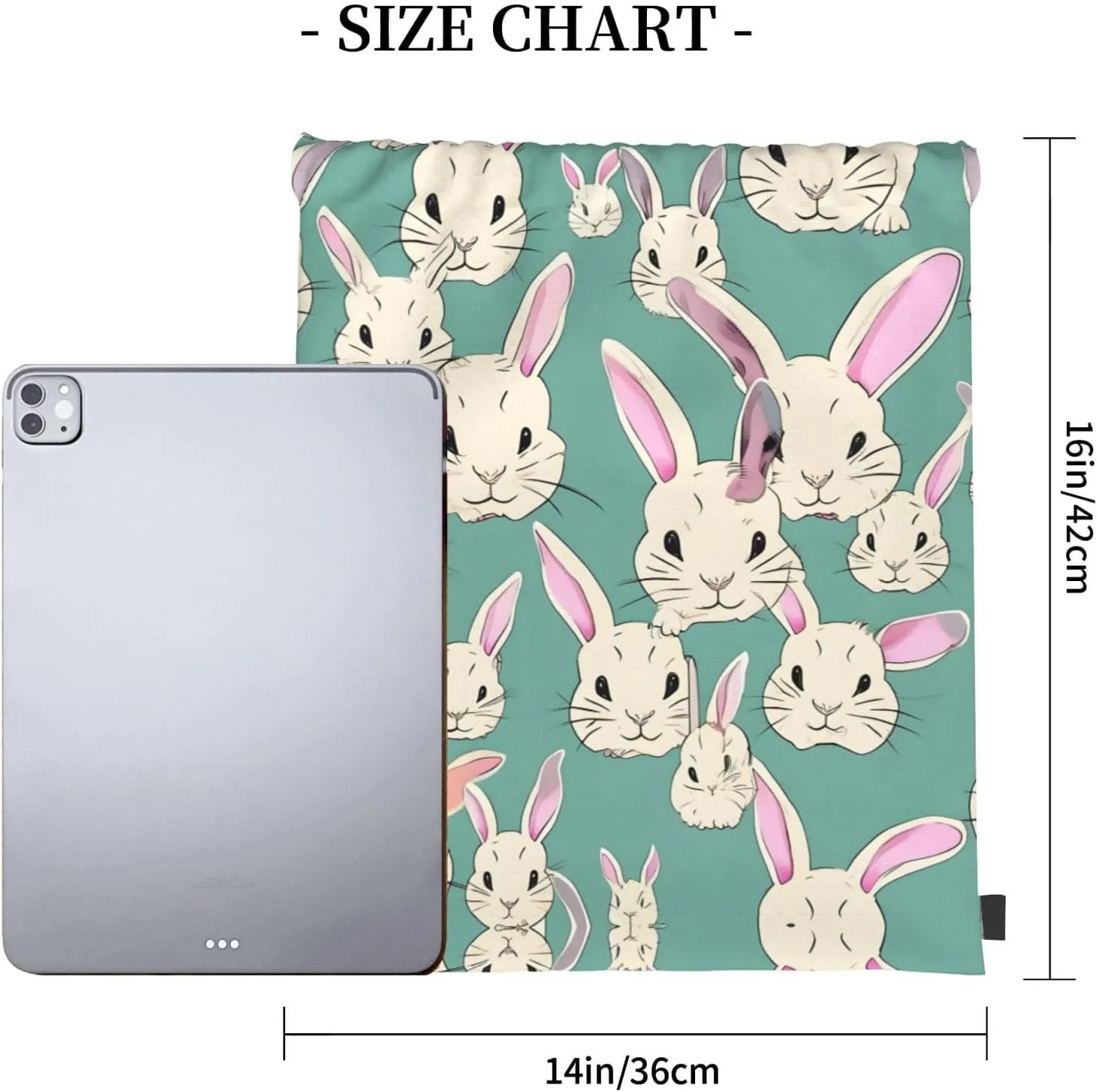 Bunny cute Print Sports Drawstring Backpack,Water Resistant Bag, Gym Backpack for Women Men