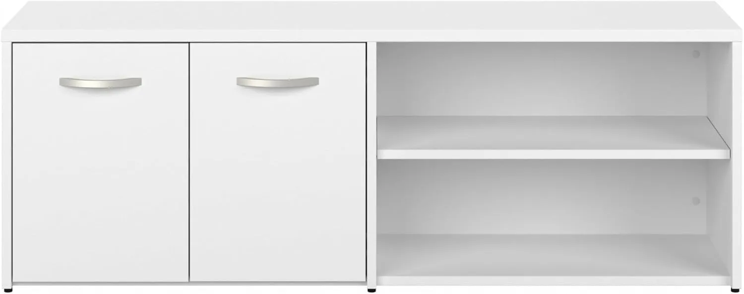 Bush Business Furniture Studio C Low Storage Cabinet with Doors and Shelves in White, Office Organizer for Workspace, Compact Unit
