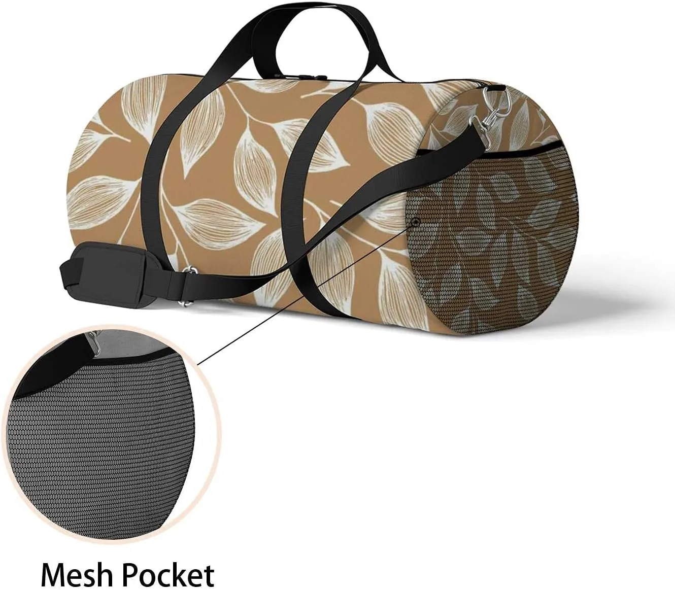 Bush Leaves Sports Duffel Bag Travel Gym Tote Bags Lightweight Durable Shoulder Strap Waterproof Polyester Outside Mesh Pocket Overnight Trip Duffel Bag for Women Men