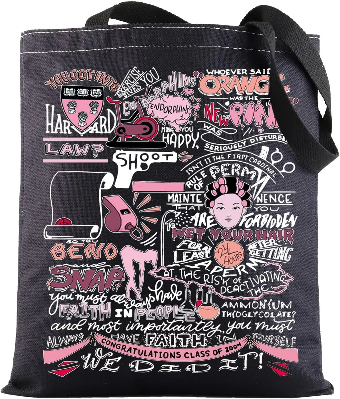 BWWKTOP Elle Woods Canvas Tote Bag Elle Woods Fans Gifts Lawyer Movie Inspired Shoulder Bag For Women