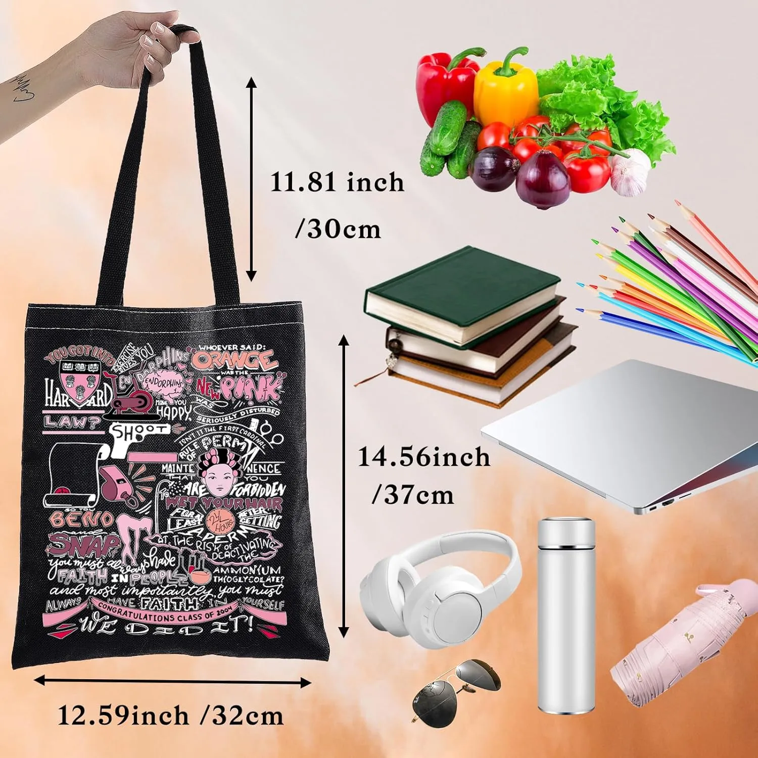 BWWKTOP Elle Woods Canvas Tote Bag Elle Woods Fans Gifts Lawyer Movie Inspired Shoulder Bag For Women