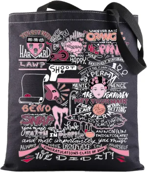 BWWKTOP Elle Woods Canvas Tote Bag Elle Woods Fans Gifts Lawyer Movie Inspired Shoulder Bag For Women