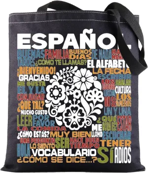 BWWKTOP Espanol Canvas Tote Bag - Spanish Teacher Gift - Mom Shoulder Bag
