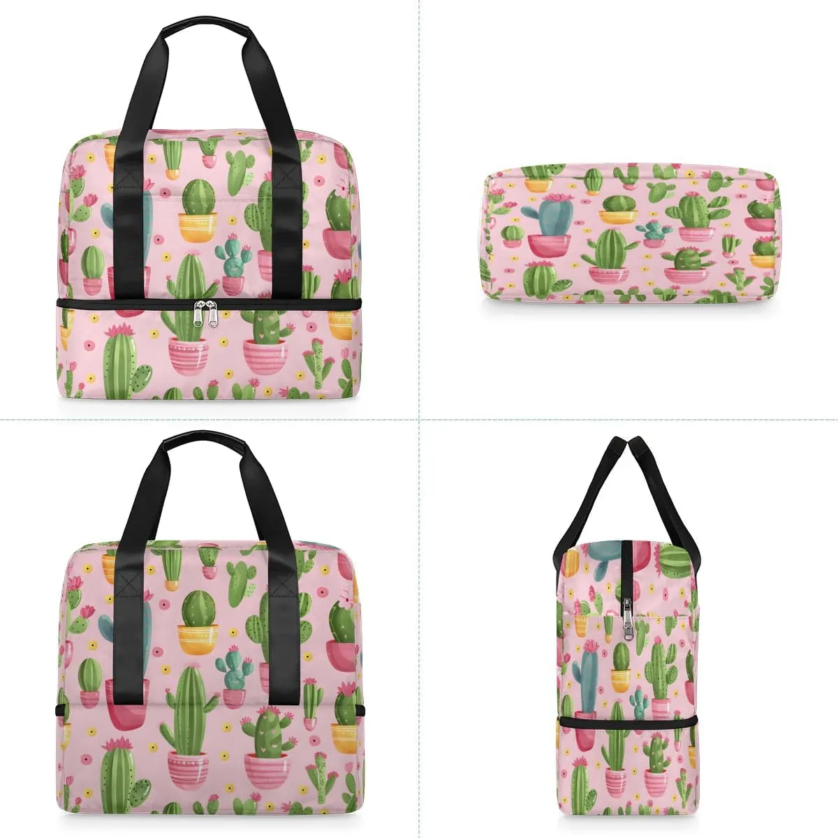 Cactus Plant Theme Travel Duffel Bag Dry Wet Separated Sports Tote Travel Duffle Bag Gym Workout Bag Women Travel Duffel Bag for Women, Travel, Gym, Work