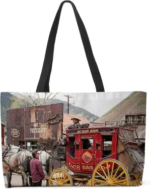 CafePress Horses And Stagecoach, Colorado, USA 24"x13" Large Weekender Tote