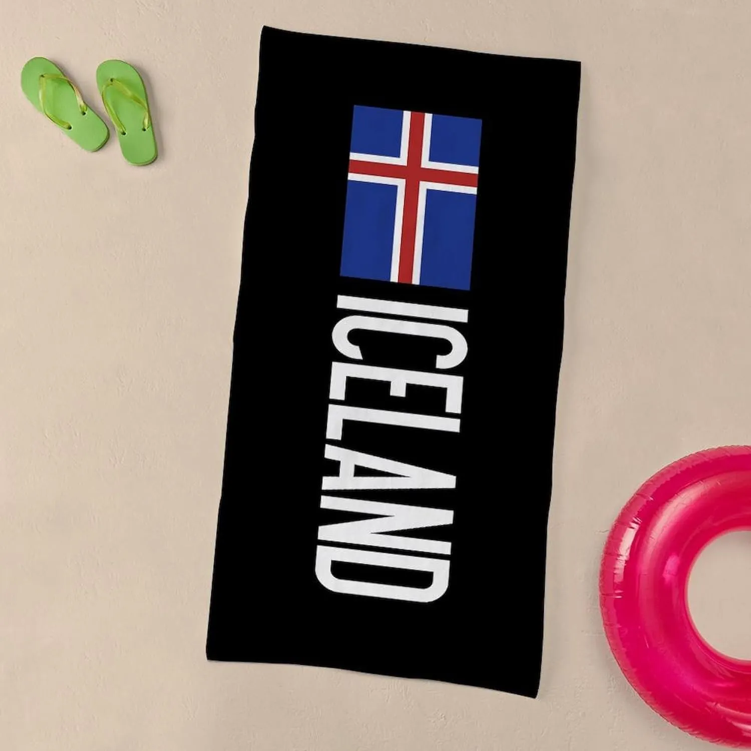 CafePress Iceland: Icelandic Flag & Iceland 30"x60" Absorbent, Soft Beach Towel