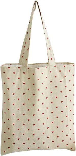 Caixia Women's Red Heart Canvas Tote Shopping Bag Beige (Zip)