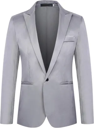Cambkatl Men's Classic Business Blazers, Slim Fit One Button Formal Tuxedo Suit Jackets for Dinner Party Weeding