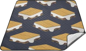 Camping Blankets Graham Crackers Picnic Blanket Square Picnic Mat Moisture-Proof Pad Beach Blankets Foldable Waterproof Sand Mat Hiking Travel 78"X78"