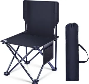 Camping Chair Lightweight Portable Folding Reclining with Storage Bag for Beach Picnics Outdoor Event-Black||L