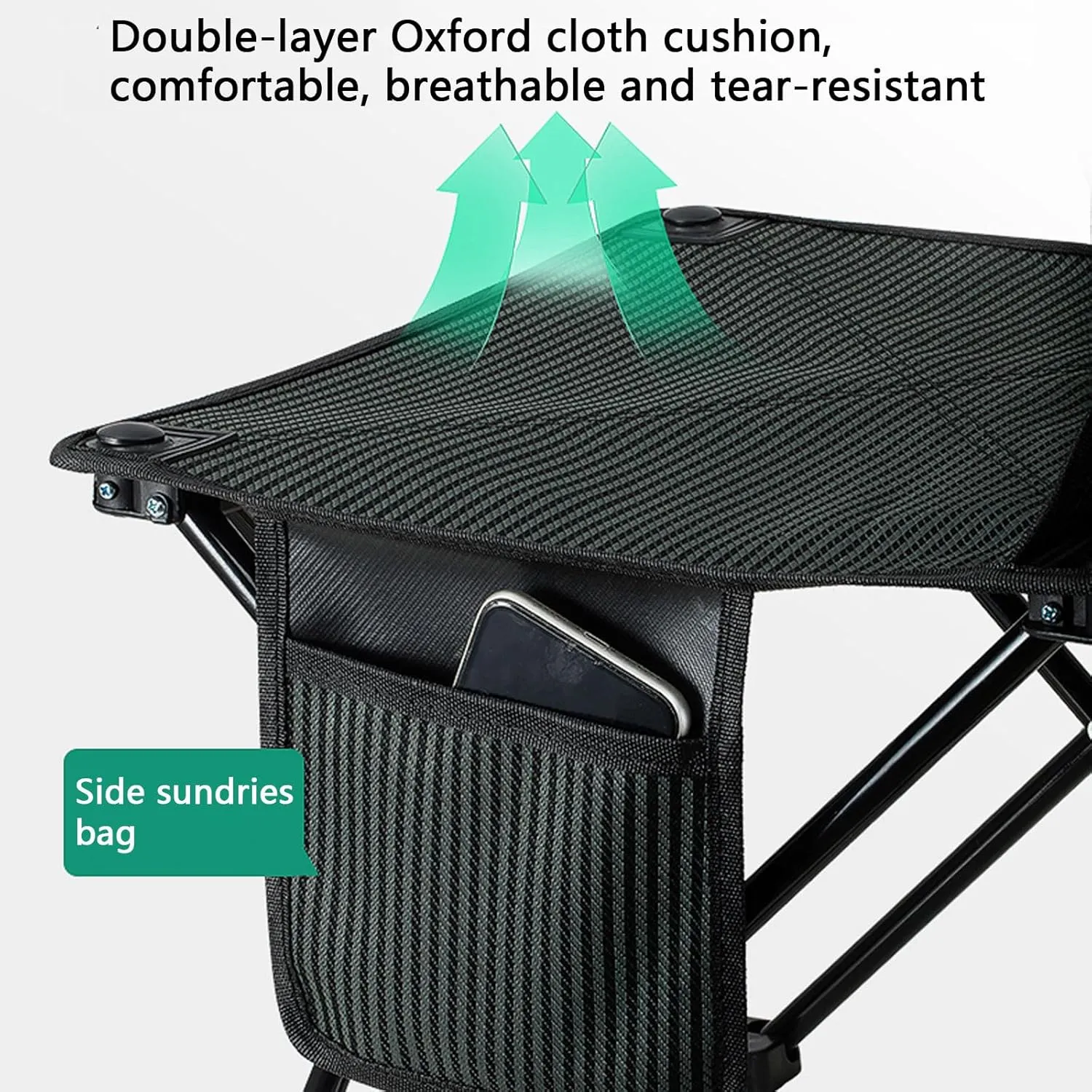 Camping Chair Lightweight Portable Folding Reclining with Storage Bag for Beach Picnics Outdoor Event-Black||L