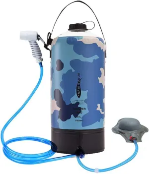 Camping Shower Portable Outdoor Camp Shower Solar Shower Pressure Foot Pump and Nozzle Portable Shower for Camping Beach Hiking Trip for Traveling Garden Hiking Beach