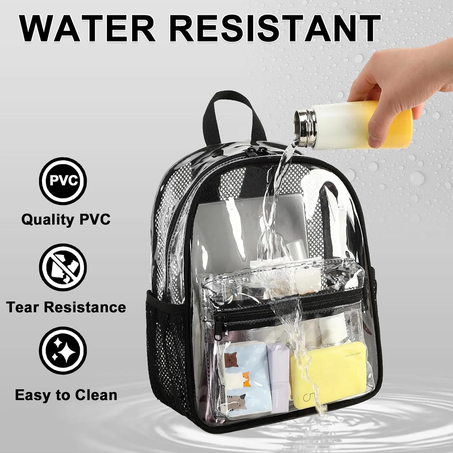 CAMTOP Clear Backpack for Stadium Events Approved 12x6x12 Small Clear Bag Mini Backpacks Purse for festival Concert Work