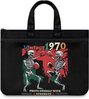 Canvas Document Bag Document Pouch with Zipper Large Double Pockets File Bag with Handle Portable Briefcase Canvas Tote Bag