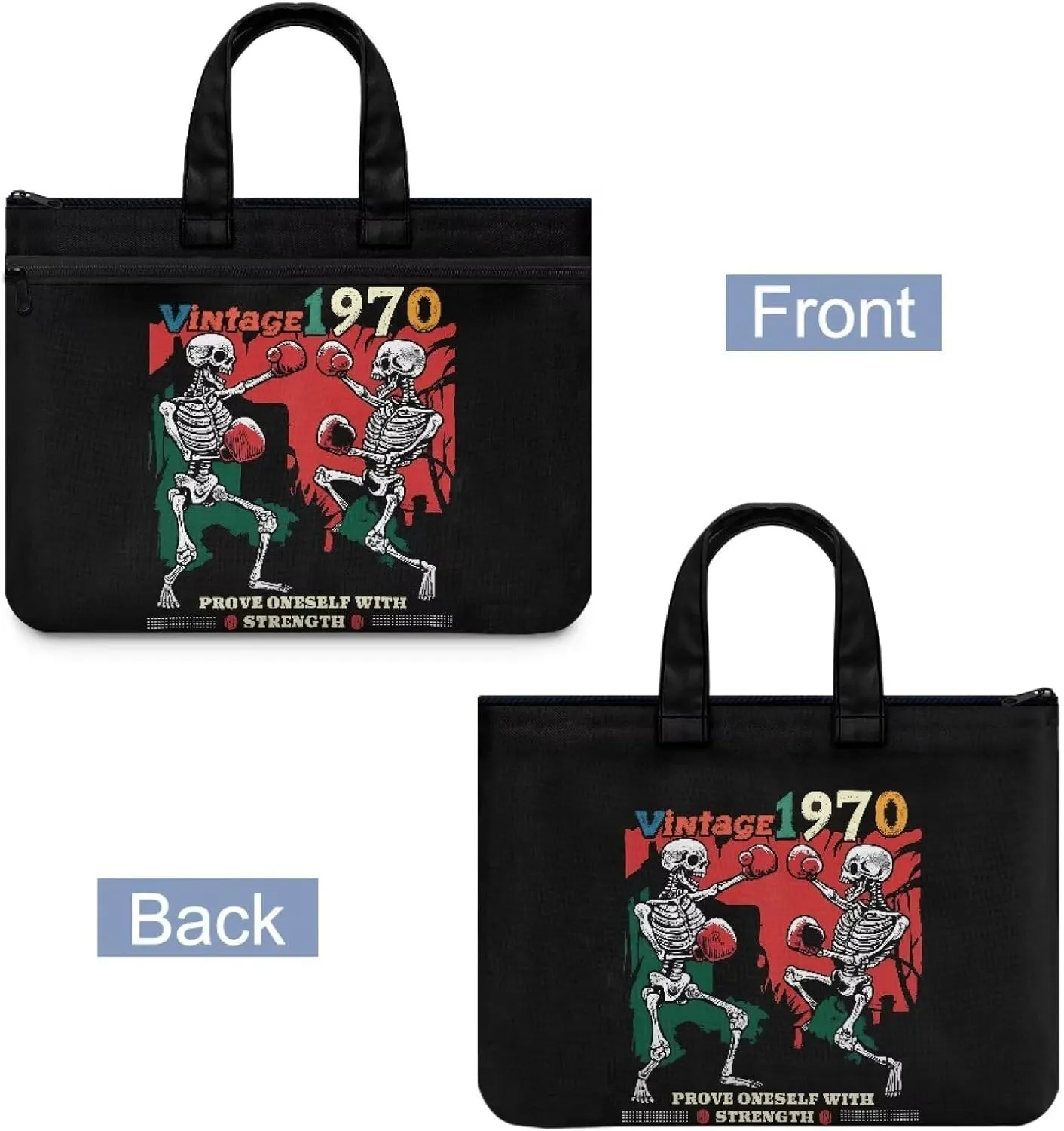 Canvas Document Bag Document Pouch with Zipper Large Double Pockets File Bag with Handle Portable Briefcase Canvas Tote Bag