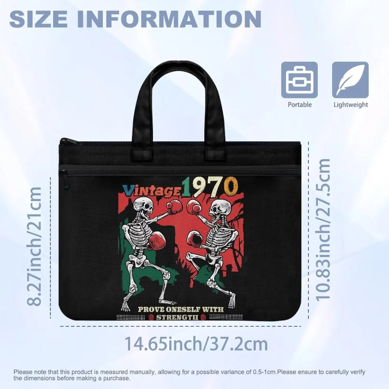 Canvas Document Bag Document Pouch with Zipper Large Double Pockets File Bag with Handle Portable Briefcase Canvas Tote Bag