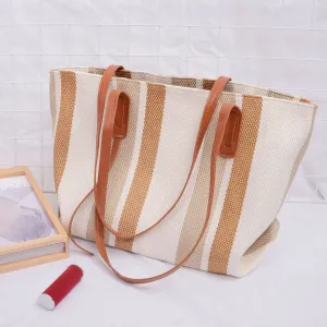 Canvas Strips Tote with Zipper