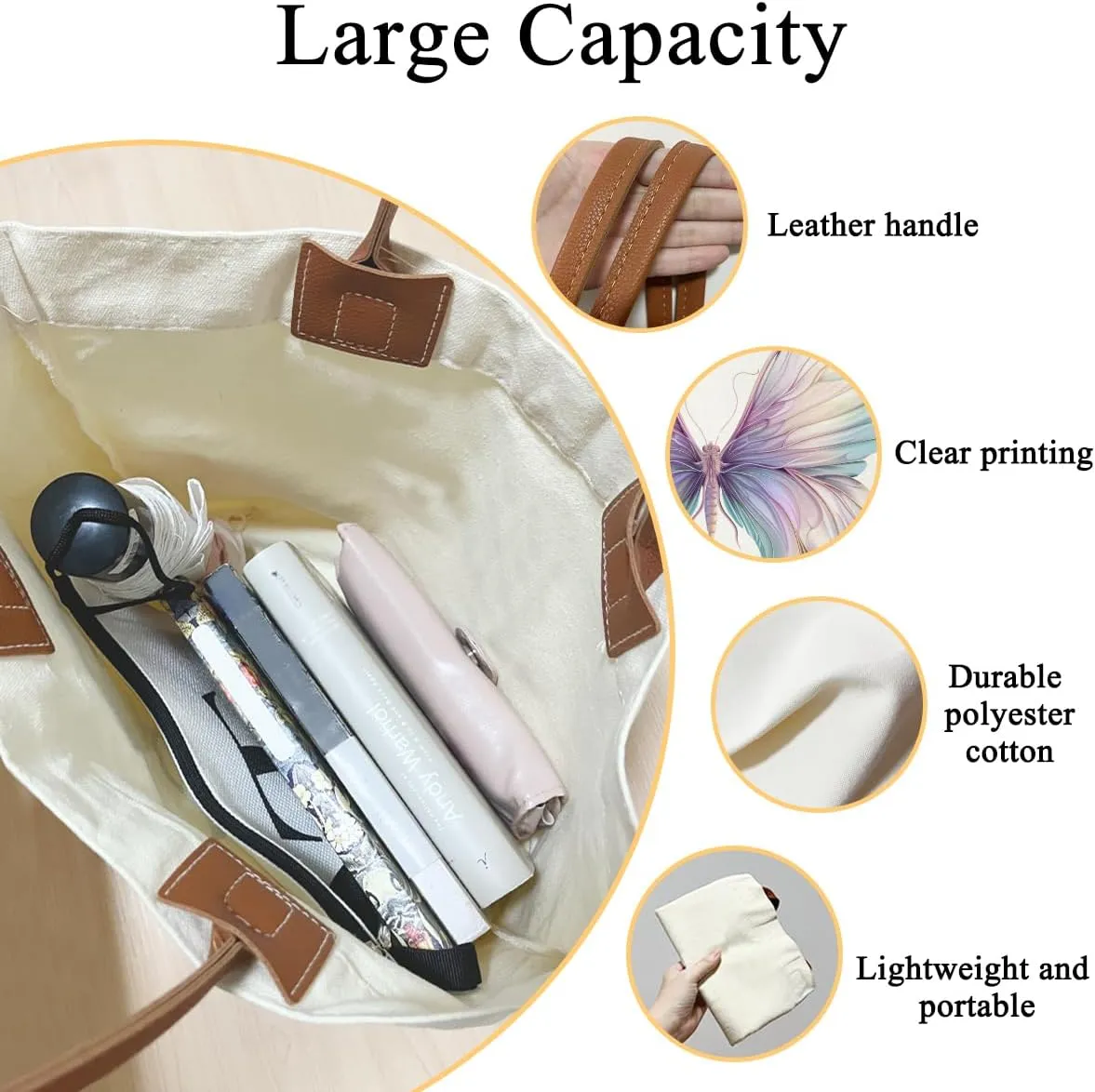 Canvas Tote Bag Aesthetic Tote Bag for Women Teens Reusable Grocery Shopping Bag With Handles Cute Animal Tote Bag