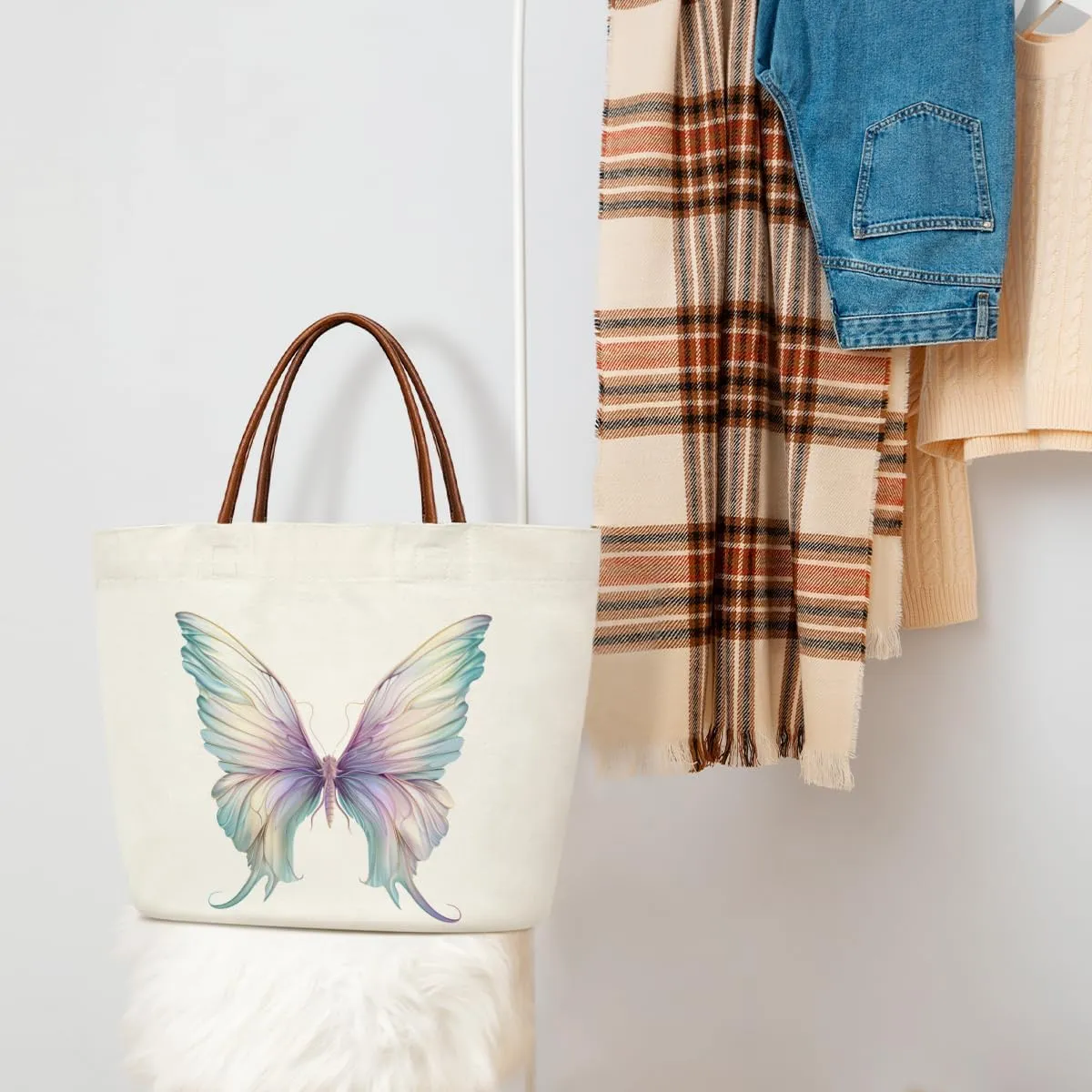 Canvas Tote Bag Aesthetic Tote Bag for Women Teens Reusable Grocery Shopping Bag With Handles Cute Animal Tote Bag