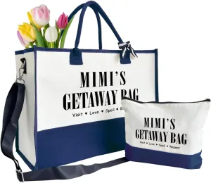 Canvas Tote Bag for Grandma, Mimi's Getaway Bag Gifts, Grandma Gifts, Cosmetic Bag, Beach Bag and Makeup bag, Travel Bag Gifts for Mimi, Canvas Tote Bag With Zipper, Mothers Day Christmas Gifts A21