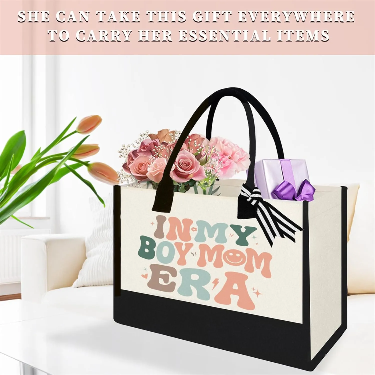 Canvas Tote Bag for Mom Nurse Teacher Boss Lady Dog Mom Christmas Birthday Gifts for Women Lady for Shopping