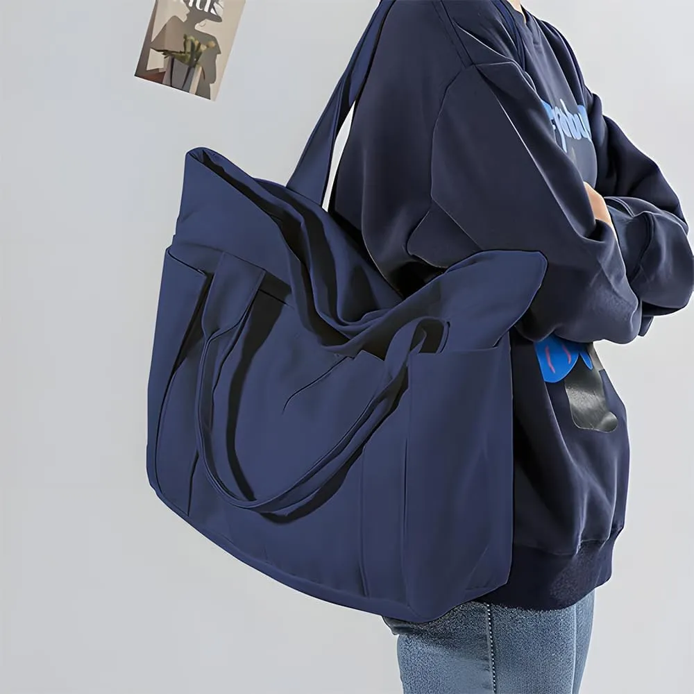 Canvas Tote Bag For Women With Pockets For Shopping Traveling Daily Commuting Beach Leisure And Fitness