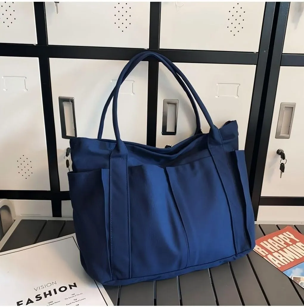 Canvas Tote Bag For Women With Pockets For Shopping Traveling Daily Commuting Beach Leisure And Fitness