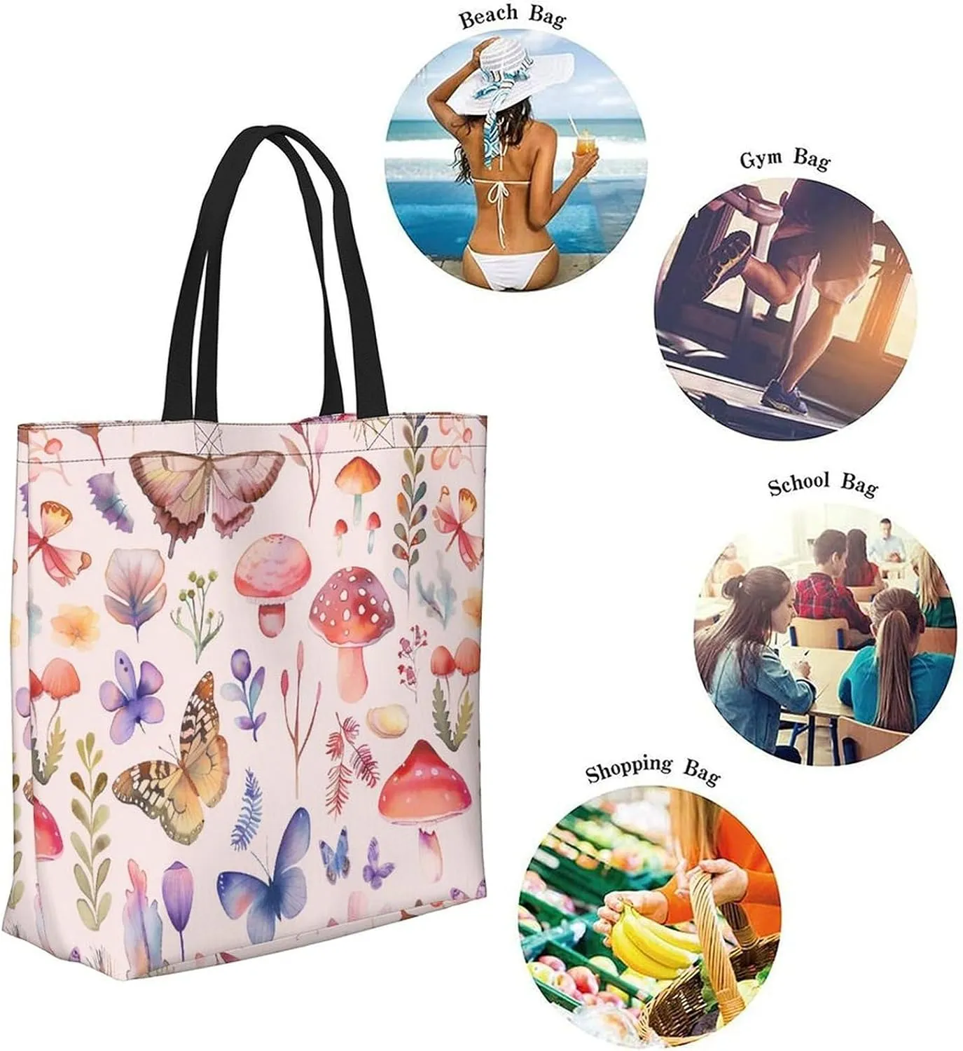 Canvas Tote Bag Large Women Casual Shoulder Bag Handbag Reusable Beach Shopping Grocery Bag For Outdoors