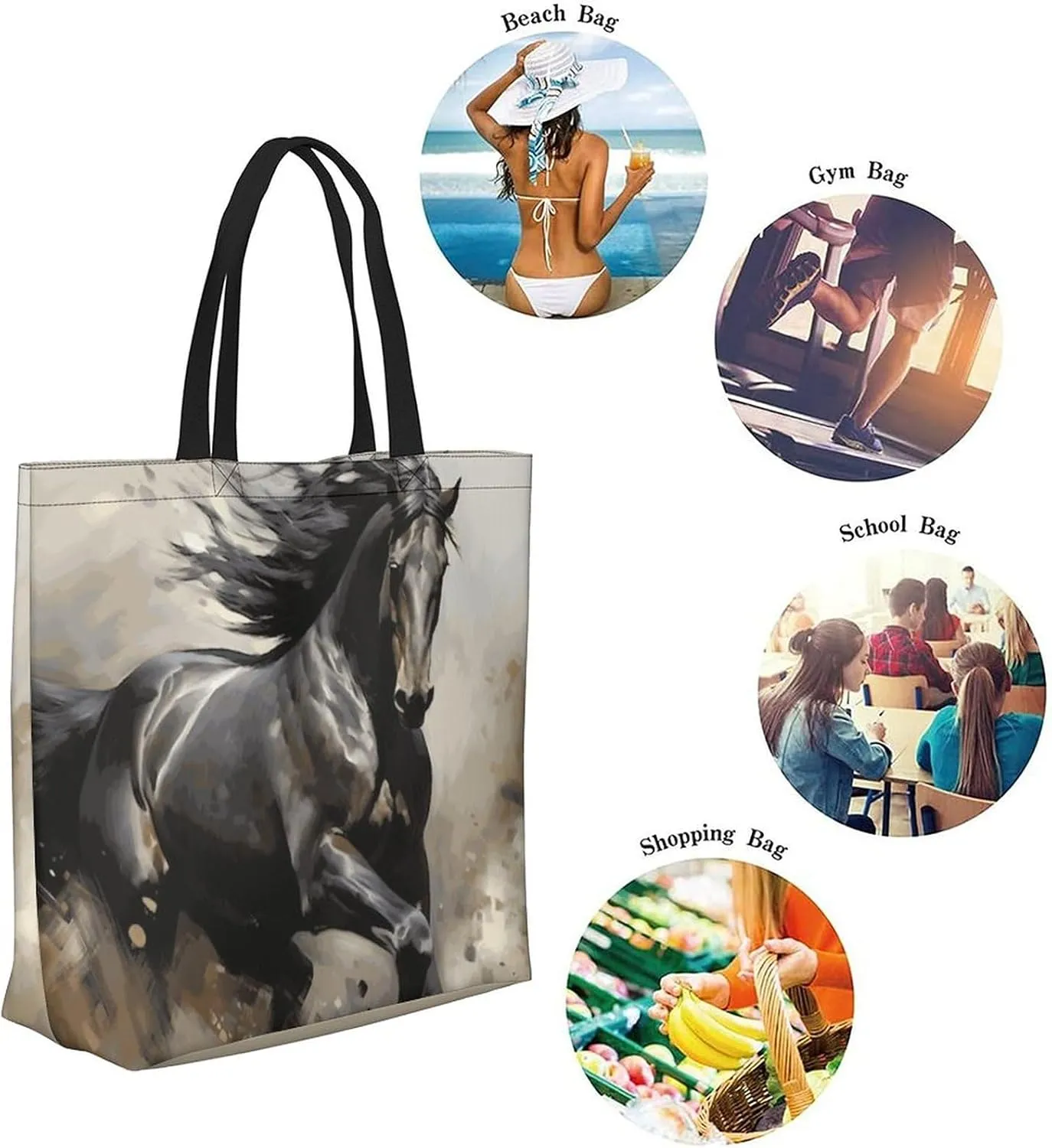 Canvas Tote Bag Large Women Casual Shoulder Bag Handbag Reusable Beach Shopping Grocery Bag For Outdoors