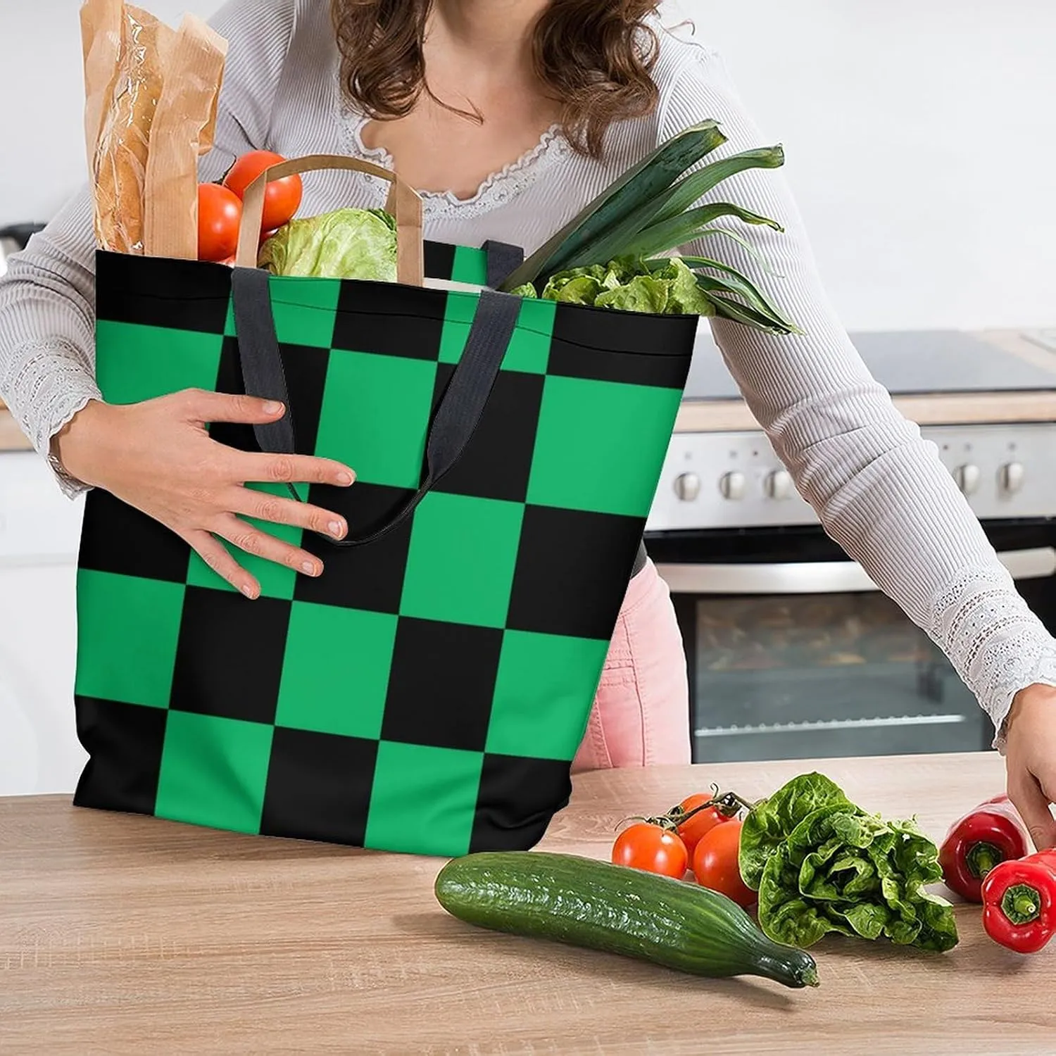 Canvas Tote Bag - Large Women's Casual Shoulder Handbag - Reusable Beach & Shopping Grocery Bag for Outdoors