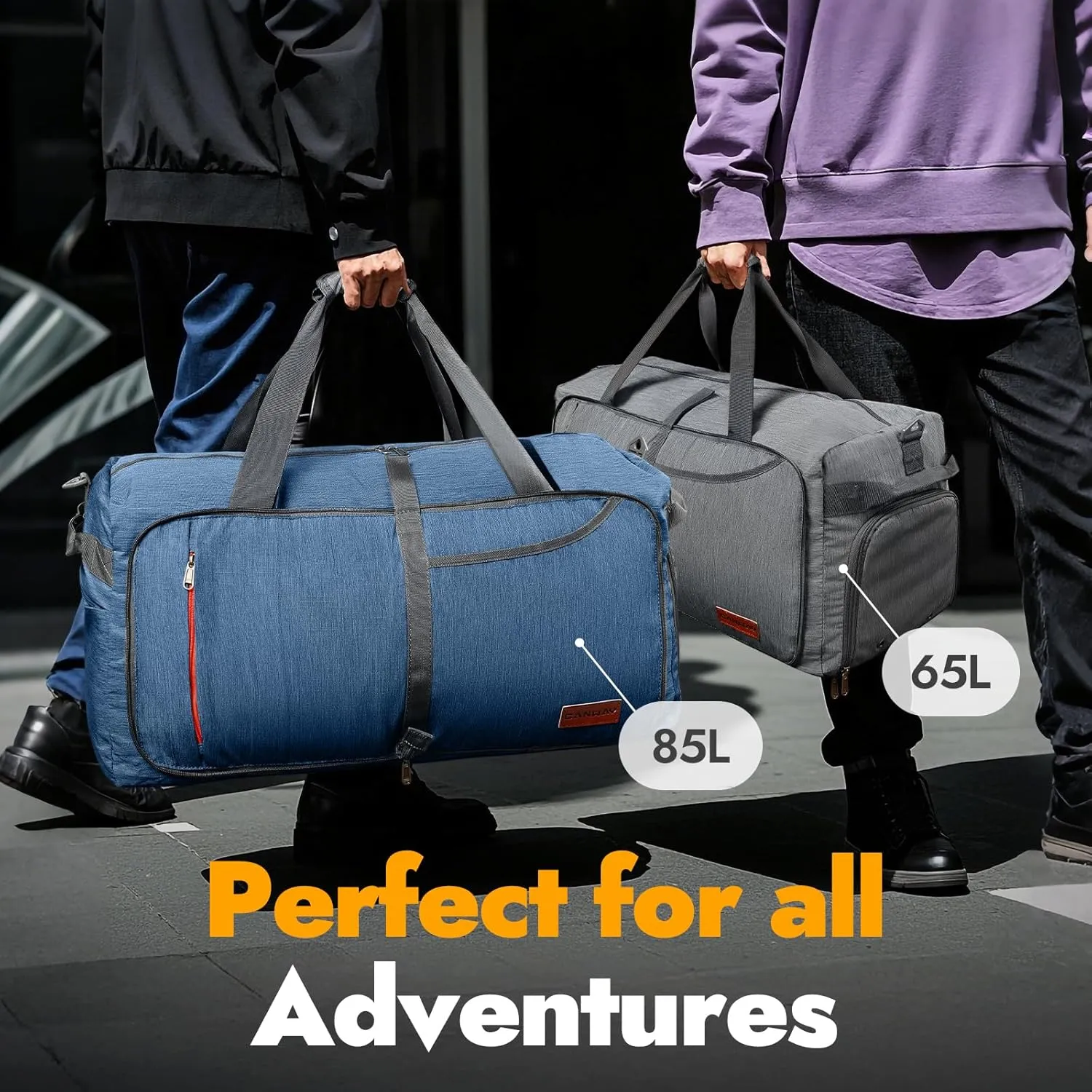Canway 85L Travel Duffel Bag, Foldable Weekender Bag with Shoes Compartment for Men Women Water-proof & Tear Resistant
