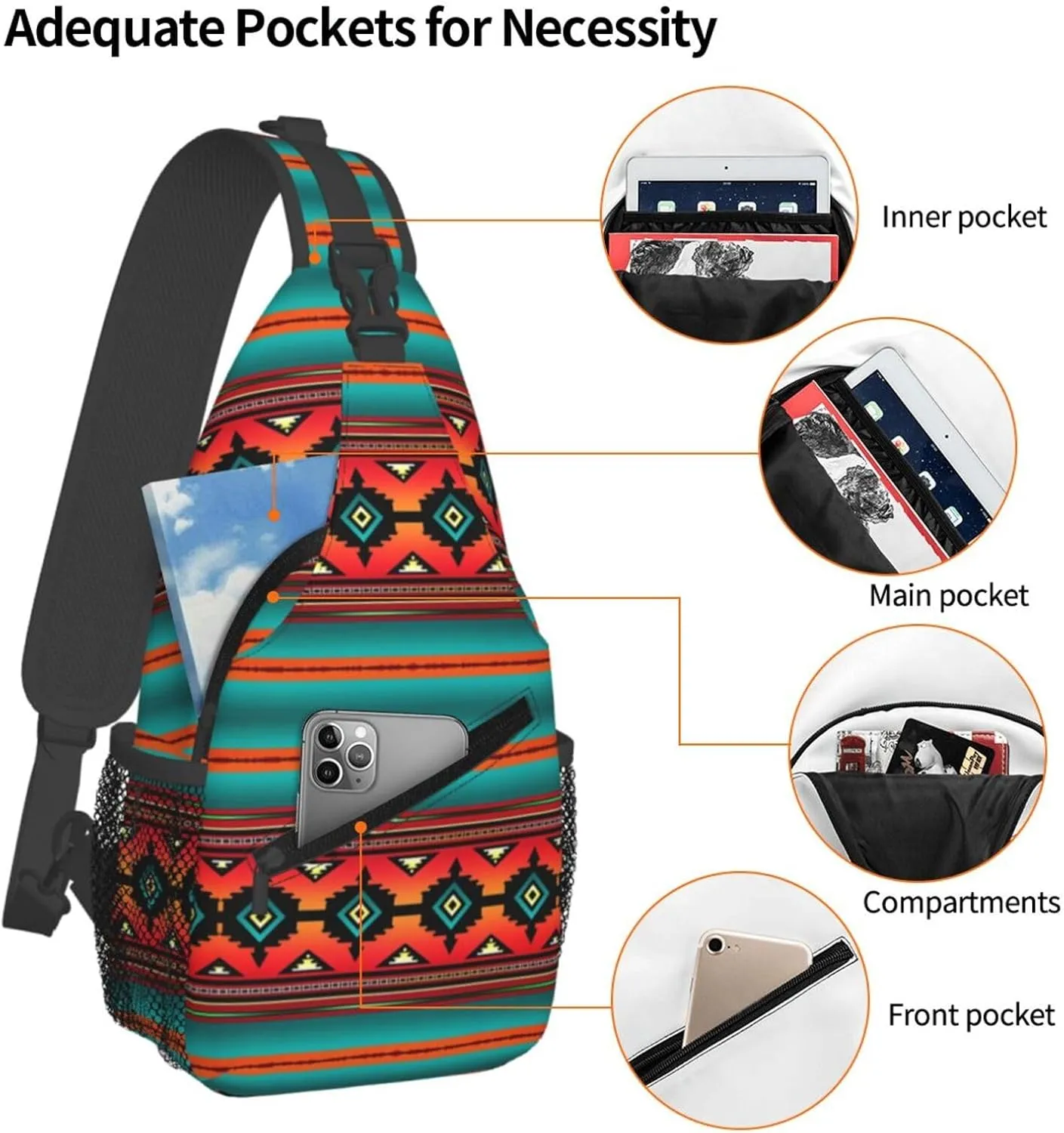 Canyon Navajo Chest Sling Bag Crossbody Shoulder Backpack Bag Gym Cycling Daypack Travel Hiking Cross Bag