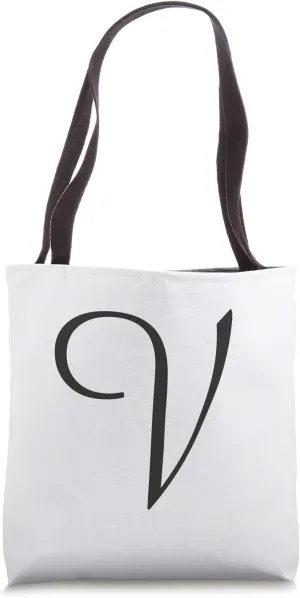 Capital V Fancy Letter Accent Living Room Shopping Bag Purse Tote Bag