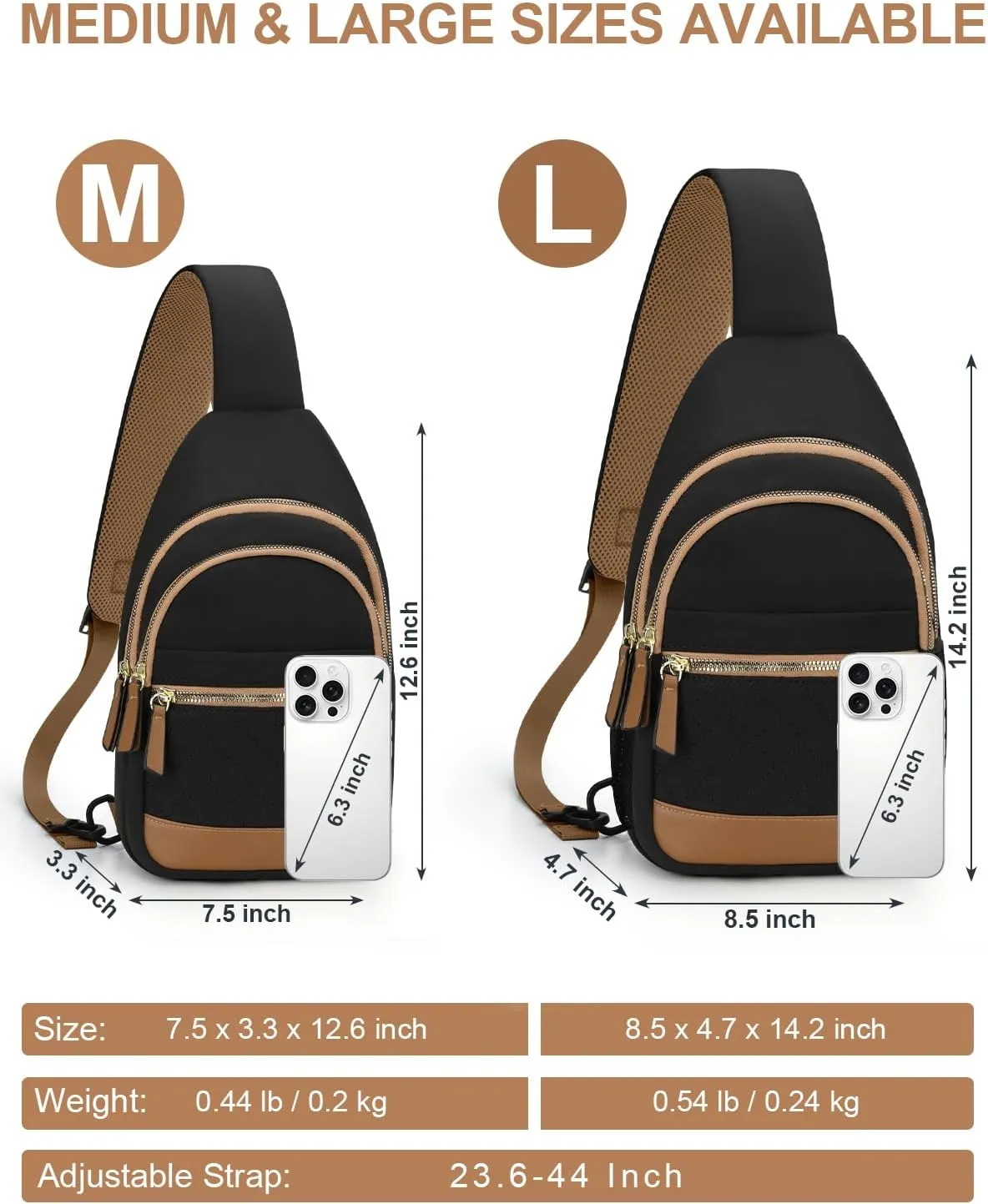 Capolo Sling Bag for Women Men Waterproof Crossbody Bags for Women Trendy Casual Fanny Pack with Convertible Shoulder Strap Chest Bag for Travel Hiking(Black, Large)