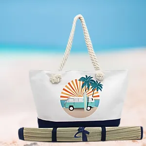 Car Beach Bag with Velcro Mat Towel Holder