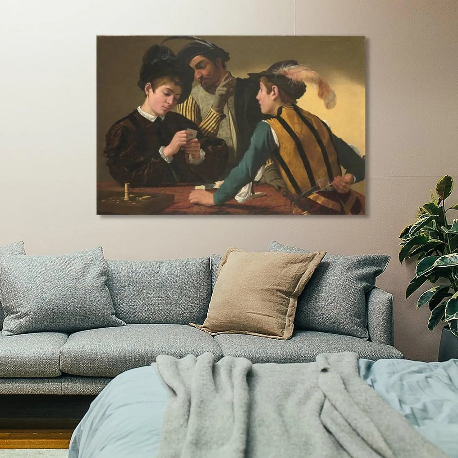 Caravaggio-Cardsharps Canvas Wall Art Poster Decorative Bedroom Modern Home Print Picture Artworks Posters 12x18inch(30x45cm)