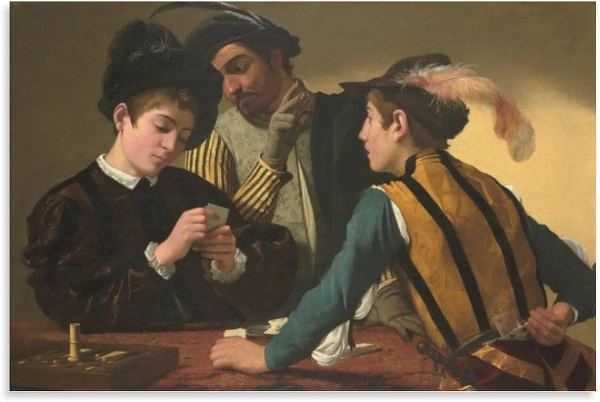 Caravaggio-Cardsharps Canvas Wall Art Poster Decorative Bedroom Modern Home Print Picture Artworks Posters 12x18inch(30x45cm)