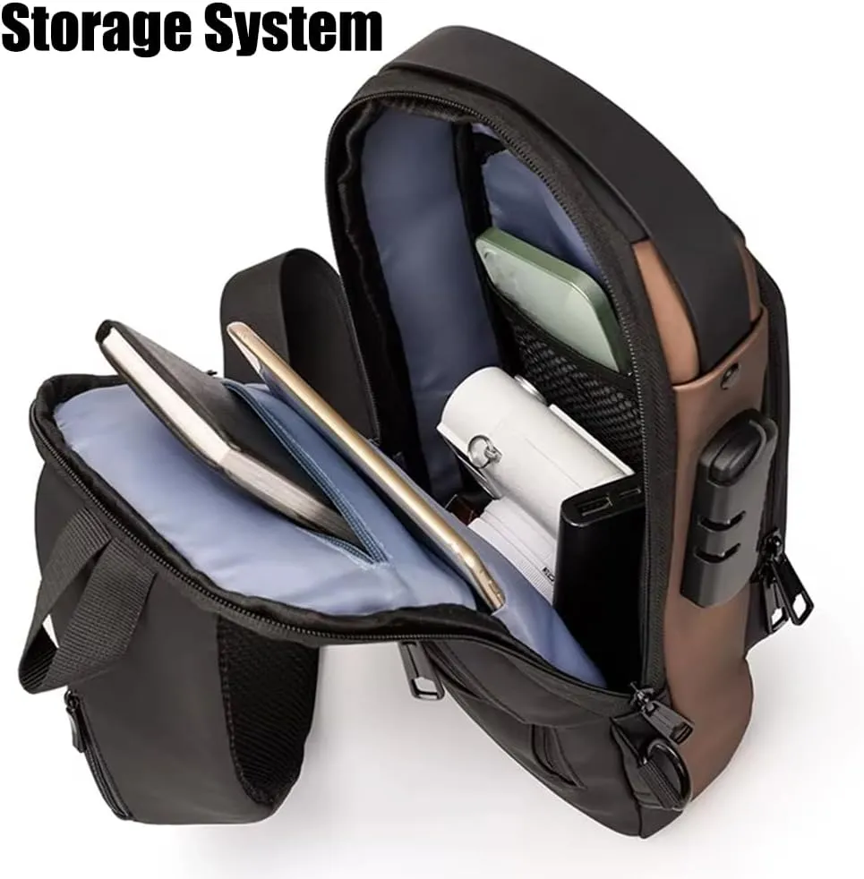 Carbon Fiber Streamline Anti-Theft Sling Bag, Anti-Theft Crossbody Charging Bag with USB Port, Suitable for Daily Commuting