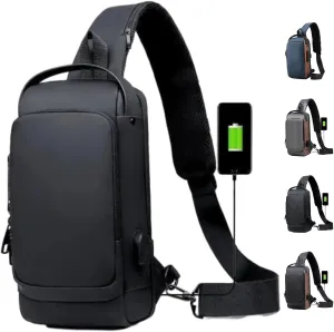Carbon Fiber Streamline Anti-Theft Sling Bag, Anti-Theft Crossbody Charging Bag with USB Port, Suitable for Daily Commuting