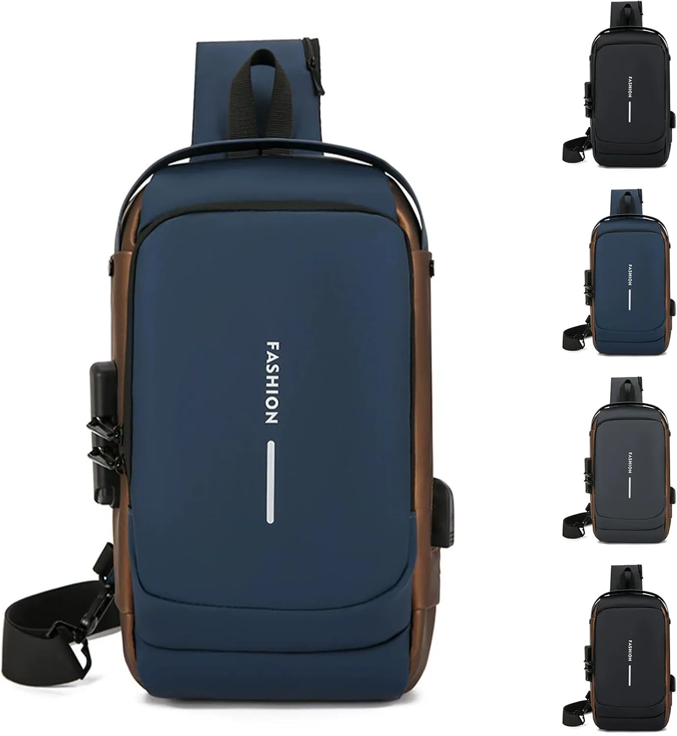 Carbon Fiber Streamline Anti-Theft Sling Bag, USB Charging Sport Sling, Waterproof Shoulder Sports Cross body Bag