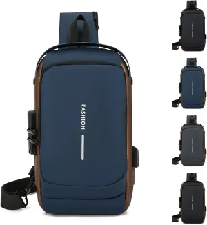 Carbon Fiber Streamline Anti-Theft Sling Bag, USB Charging Sport Sling, Waterproof Shoulder Sports Cross body Bag