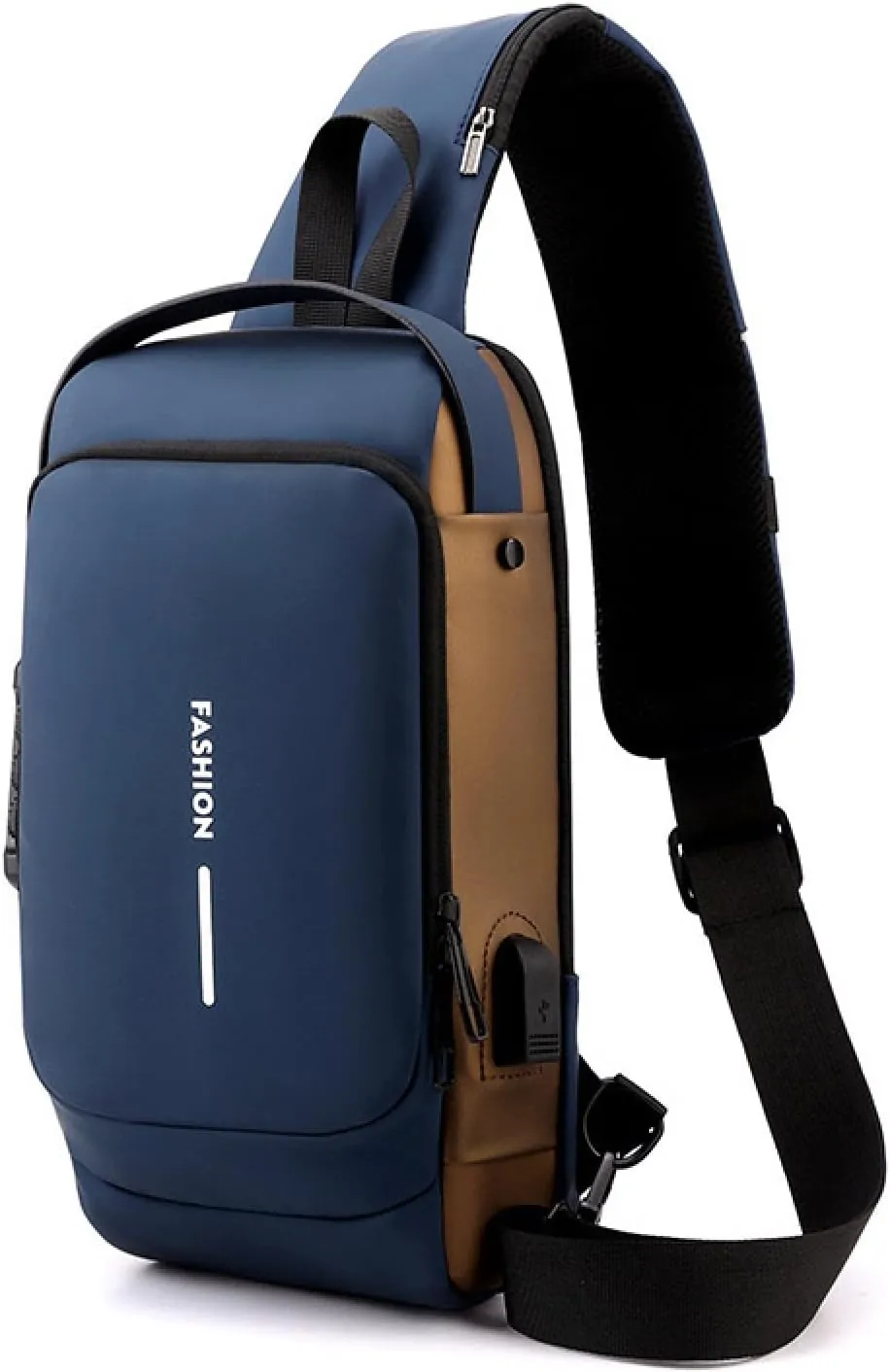 Carbon Fiber Streamline Anti-theft Sling Bag with USB Port & Waterproof, Lightweight Crossbody Bag for Hiking, Everyday Use