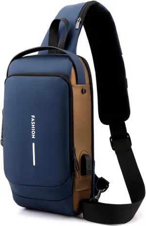 Carbon Fiber Streamline Anti-theft Sling Bag with USB Port & Waterproof, Lightweight Crossbody Bag for Hiking, Everyday Use