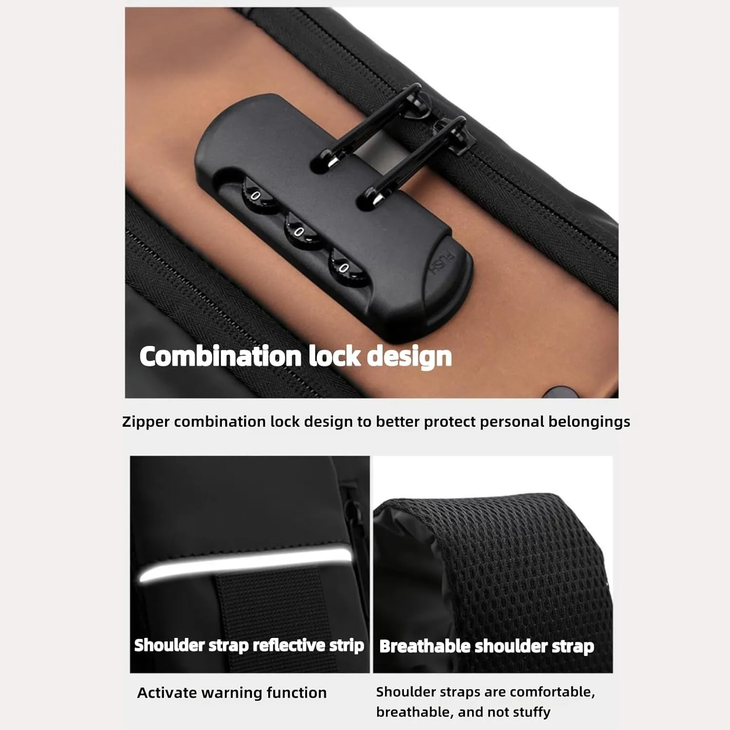 Carbon Fiber Streamlined Anti-theft Crossbody Bag, USB Charging Sports Sling Bag, Waterproof Shoulder Bag, Fashionable Crossbody Bag Suitable for Sports and Leisure (Grey collage gold)