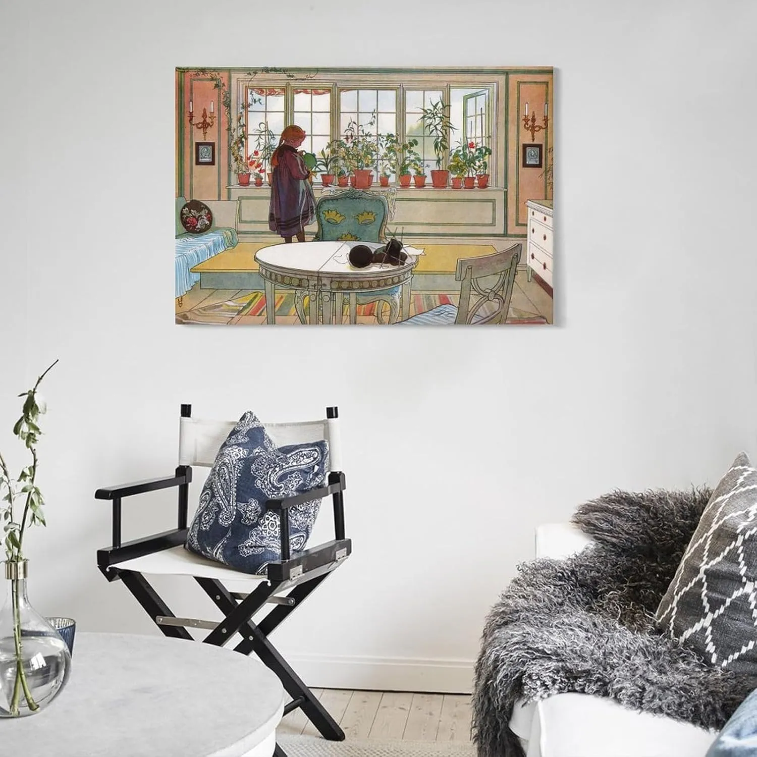 Carl Larsson Prints 《Flowers On The Windowsill》 Wall Art Poster Picture Frame Print Canvas Poster Wall Paint Art Posters Decor Modern Home 24x36inch(60x90cm)