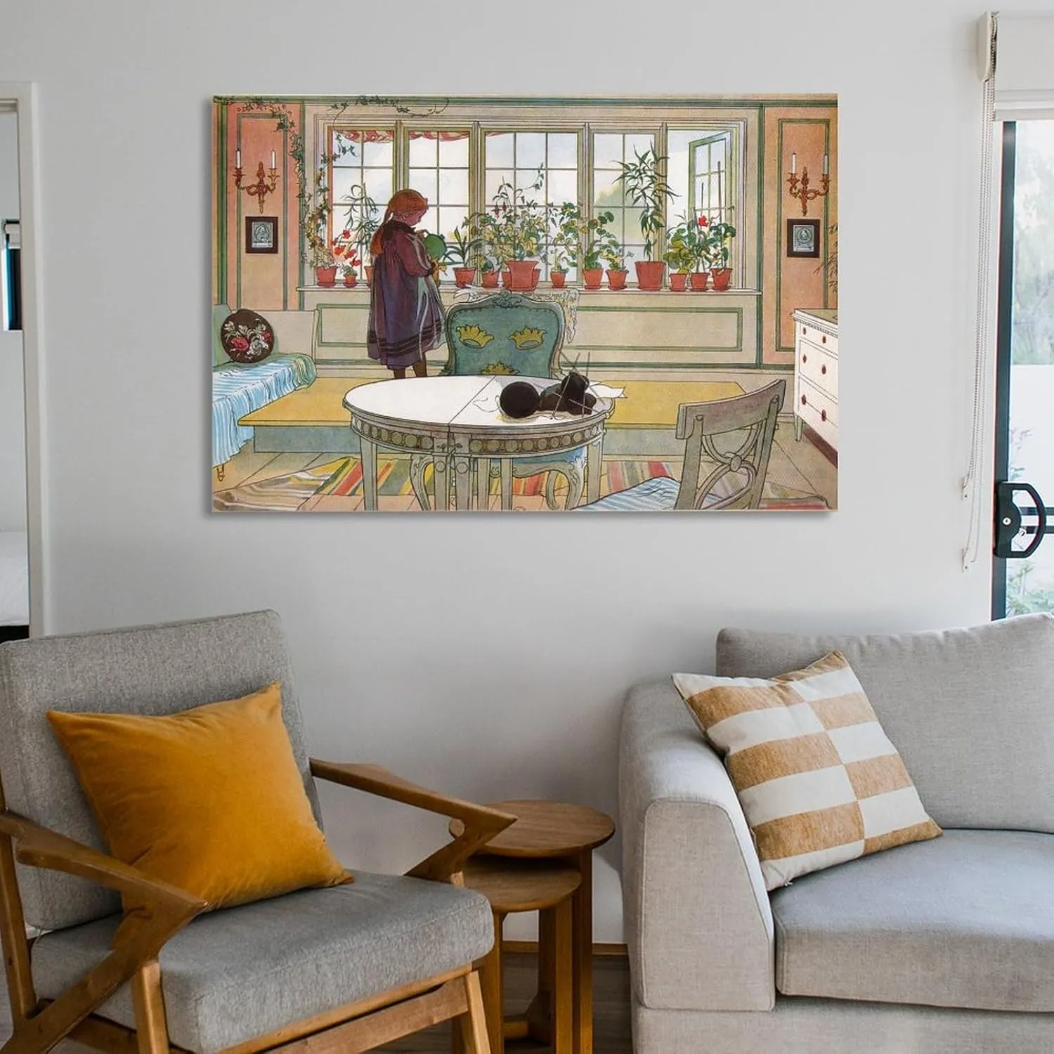 Carl Larsson Prints 《Flowers On The Windowsill》 Wall Art Poster Picture Frame Print Canvas Poster Wall Paint Art Posters Decor Modern Home 24x36inch(60x90cm)